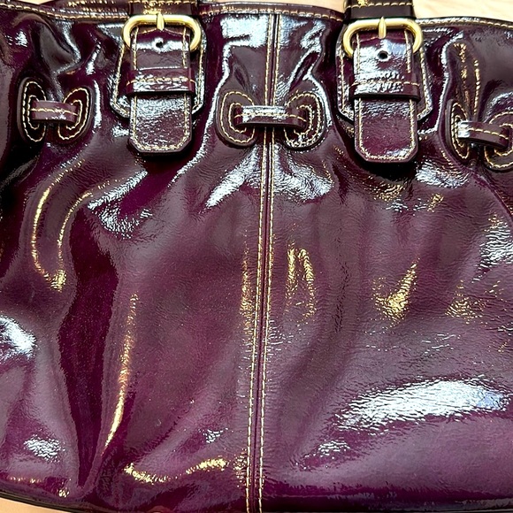Dooney & Burke Plum Chiara Leather Patent Medium Handbag - Picture 10 of 11